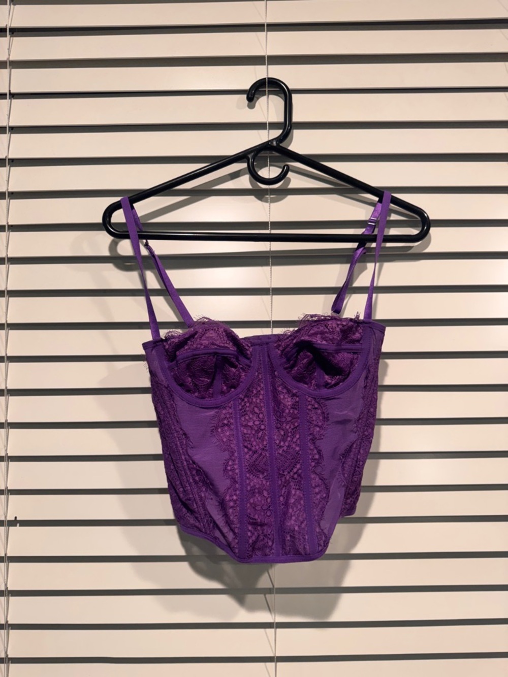 SHEIN Purple Lace Bustier Top with Adjustable Straps